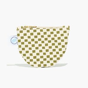 NWT Madewell x Dance Happy Canvas Semicircle Pouch green white geometric pattern